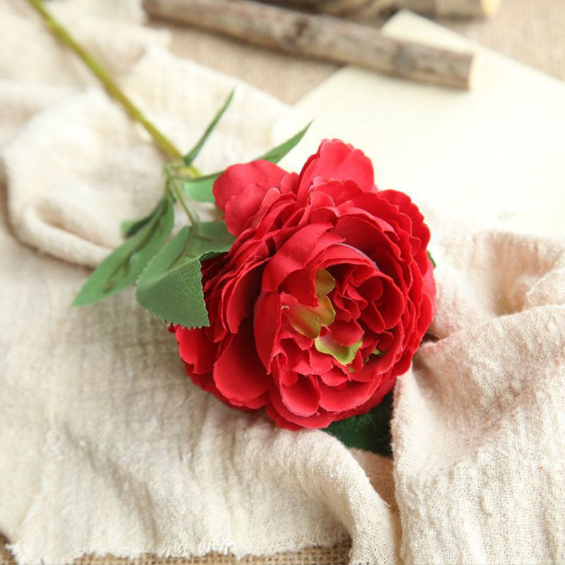 Faux Silk Rose Flower White Red Real Touch Latex Rose