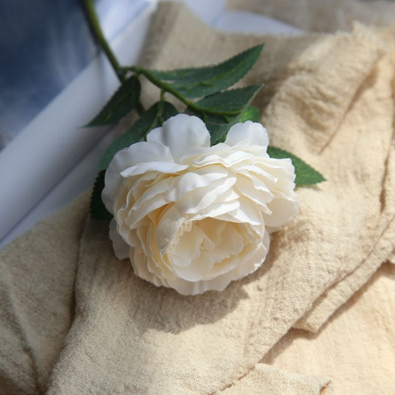 Faux Silk Rose Flower White Red Real Touch Latex Rose