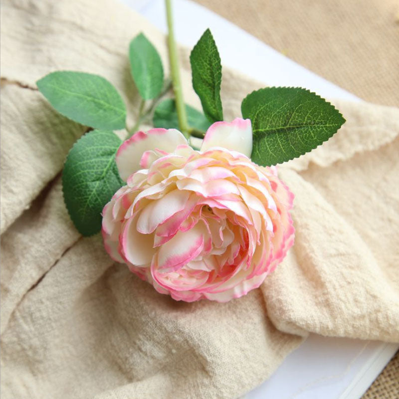 Faux Silk Rose Flower White Red Real Touch Latex Rose
