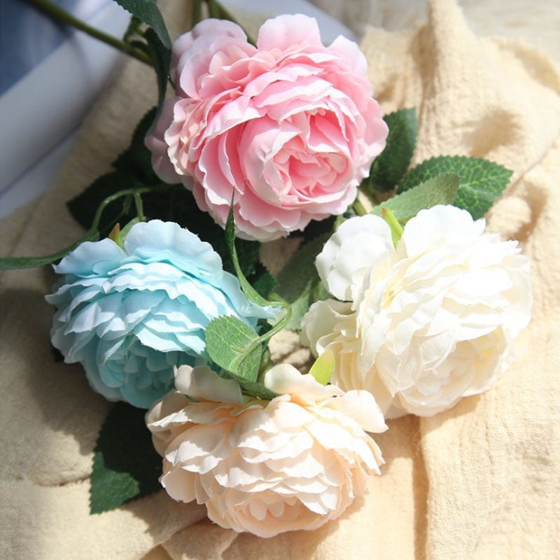 Faux Silk Rose Flower White Red Real Touch Latex Rose