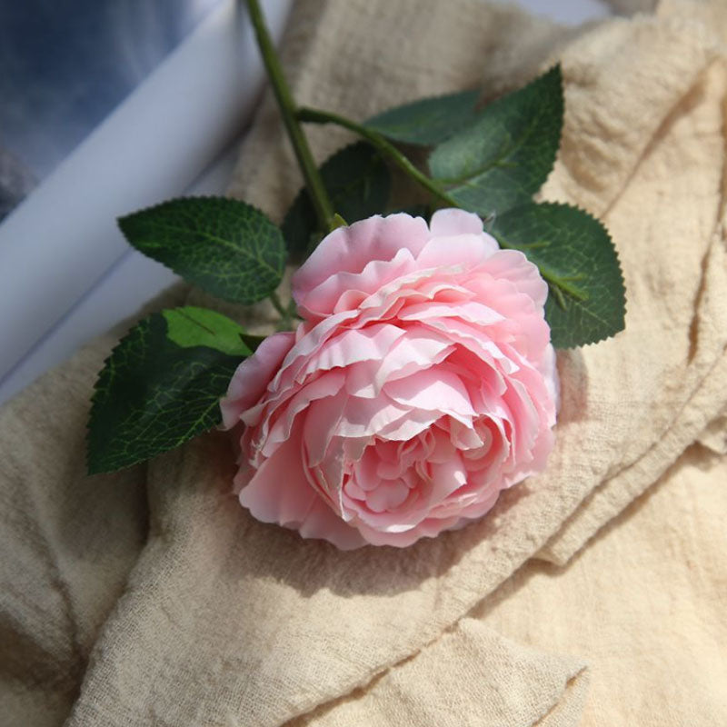 Faux Silk Rose Flower White Red Real Touch Latex Rose