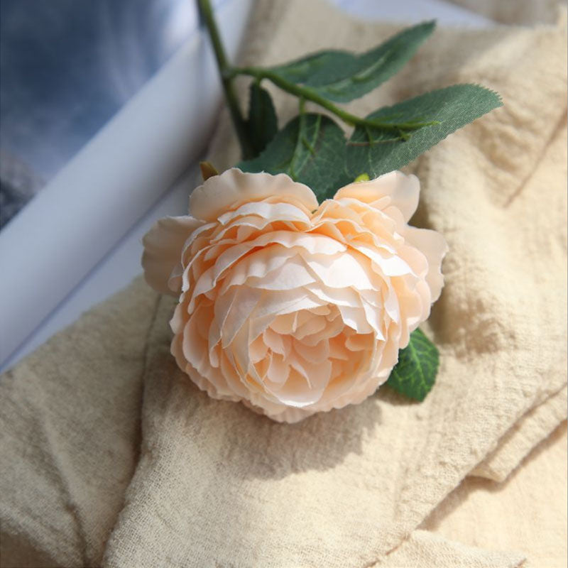 Faux Silk Rose Flower White Red Real Touch Latex Rose