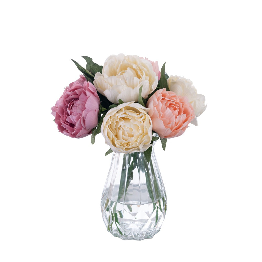 Single Artificial Silk Open Peony Flower for Home Dining Room Decor