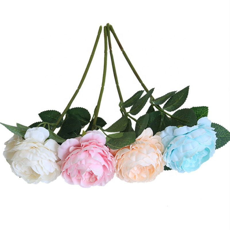 Faux Silk Rose Flower White Red Real Touch Latex Rose